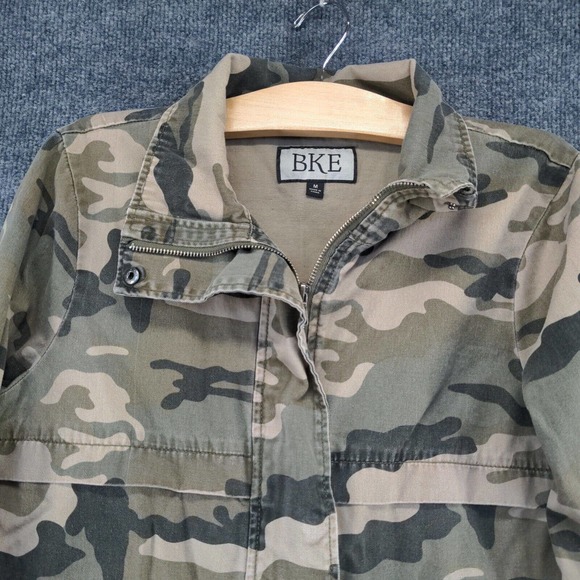 BKE Women's Jacket Multi Medium Camo Button Front Long Sleeve Pockets Cotton - Picture 5 of 14